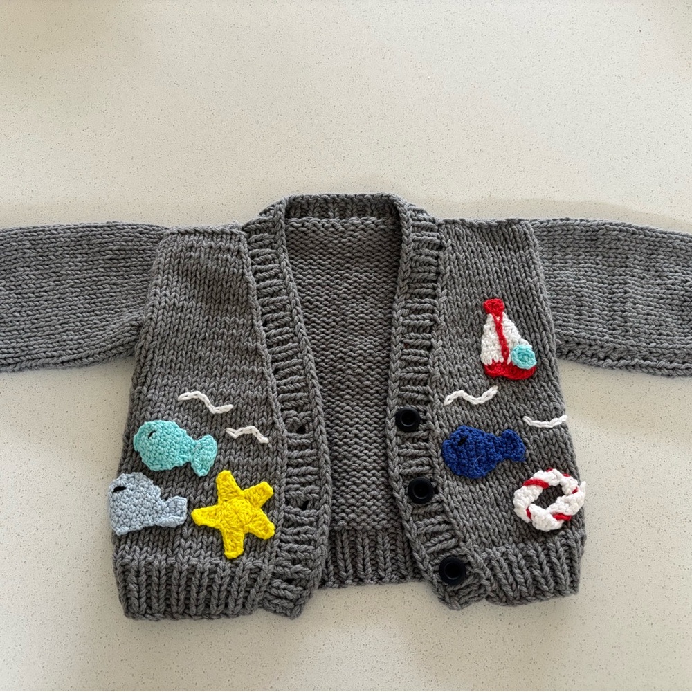 Gray Knit Cardigan// Grandpa Sweater Custom